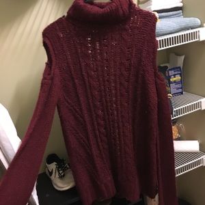 Cold shoulder oversized sweater